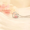 图片 粉色玫瑰晶与 皓石925 纯银2合1 组合心形颈链。