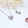 图片 粉色玫瑰晶与 皓石925 纯银2合1 组合心形颈链。
