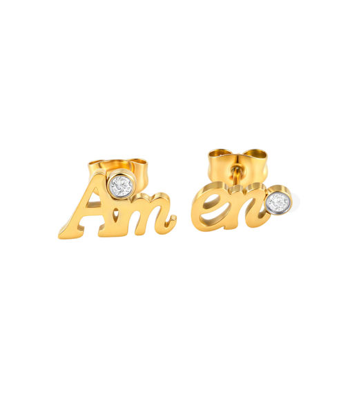 Picture of  "Amen" Steel w/ CZ Stud Earrings