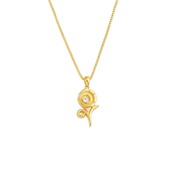 Picture of Rose Mark 925 Sterling Silver Cultivated Diamond Rose Necklace - 45CM