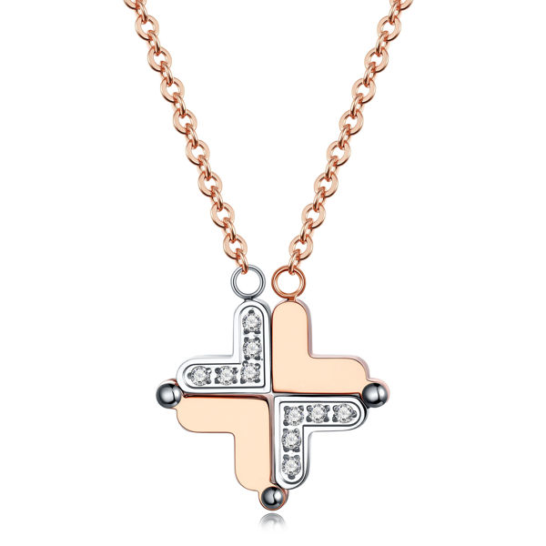Picture of Better Together w/ Love 4-in-1 Cross Steel Necklace 